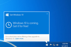 The Windows 10 upgrade pop-up notification <br/>Photo: Microsoft 