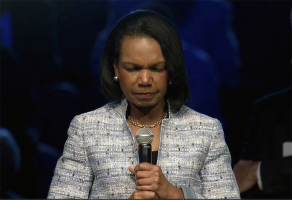 Former Secretary of State Condoleezza Rice offered a special prayer for peace and unity at this past weekend's church service at Menlo Church. Rice is an American political scientist and diplomat. She served as the 66th United States Secretary of State, the second person to hold that office in the administration of President George W. Bush. Photo: MPPC/VIMEO <br/>