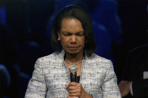 Former Secretary of State Condoleezza Rice offered a special prayer for peace and unity at this past weekend's church service at Menlo Church. Rice is an American political scientist and diplomat. She served as the 66th United States Secretary of State, the second person to hold that office in the administration of President George W. Bush. Photo: MPPC/VIMEO <br/>