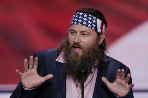 'Duck Dynasty' star Willie Robertson speaks at the 2016 Republican National Convention in Cleveland, Ohio. <br/>AP Photo