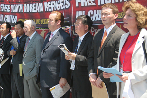 Speakers for a rally sponsored by the Korean Church Coalition for North Korea Freedom (KCC) on the west lawn of the U.S. Capitol. <br/>(Photo: Christianity Daily)