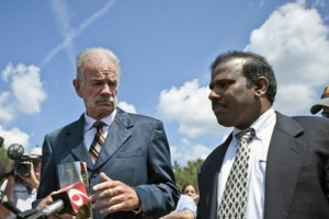 Pastor Terry Jones, left, of the Dove World Outreach Center introduces K.A. Paul, president of Global Peace Initiatives in Houston, to the media in Gainesville ,Fla., Friday, Sept. 10, 2010. <br/>AP Photo / Phil Sandlin