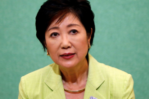 Former defense minister Yuriko Koike, a candidate planning to run in the Tokyo Governor election, attends a joint news conference with other potential candidates at the Japan National Press Club in Tokyo, Japan July 13, 2016.  <br/>REUTERS/Issei Kato