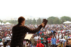 Andrew Palau shares the Good News of Jesus Christ to 82,000 people at the Love Kampala Festival between Sept. 25-26, 2010 in Kampala, Uganda. <br/>Luis Palau Association, 2010