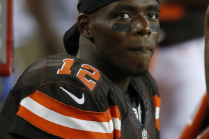 Tampa, FL, USA; Cleveland Browns wide receiver Josh Gordon (12) looks on against the Tampa Bay Buccaneers during the second half at Raymond James Stadium. Tampa Bay Buccaneers defeated the Cleveland Browns 30-13.  <br/> Kim Klement-USA TODAY Sports