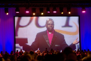 Archbishop Henry Orombi of Uganda, the honorary chair of Cape Town 2010 Africa host committee, prays at the opening ceremony of Lausanne III: Congress on World Evangelization on Sunday, Oct. 17, 2010, in Cape Town, South Africa. <br/>The Christian Post/Hudson Tsuei