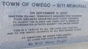Members of the New York group Islamic Organization of the Southern Tier said the verbiage on a new Sept. 11 Memorial in Owego, NY, is offensive to  Muslims. The town's city manager said it is historically factual and there are no plans to change the wording before the memorial is dedicated this Saturday. <br/> WICZ