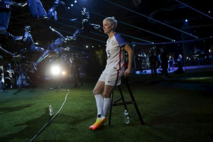U.S. women's soccer team midfielder Megan Rapinoe speaks to the media during a Nike unveiling event in New York, March 17, 2016. <br />
 <br/>REUTERS/Eduardo Munoz