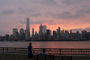 Day breaks over lower Manhattan on the morning of the 15th anniversary of the 9/11 attacks in New Jersey, U.S., September 11, 2016.  REUTERS/Andrew Kelly <br/>