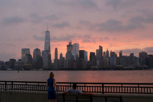 Day breaks over lower Manhattan on the morning of the 15th anniversary of the 9/11 attacks in New Jersey, U.S., September 11, 2016.  REUTERS/Andrew Kelly <br/>