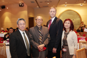 (l-r) Rev. Wong Yee Shing, Lawyer K-John Cheung, MP Brad Trost, and Lawyer K-John's wife; Canadian Alliance for Social Justice & Family Values Association held their annual fundraising dinner on October 24, where Saskatoon-Humboldt Member of Parliament Brad Trost participated and commended the organization for their tireless efforts to stand up for social justice. <br/>Jacky Ko