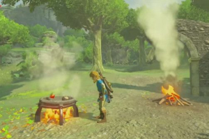 Link whips up a storm in the wilderness in the upcoming The Legend of Zelda: Breath of the Wild <br/>YouTube screengrab