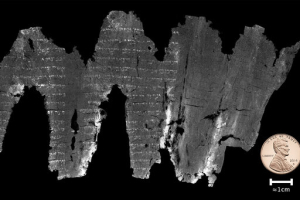 A composite image of the completed virtual unwrapping of the En-Gedi scroll. <br/>Dr Brent Seales 