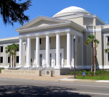 The front exterior of the Florida Supreme Court Building in Tallahassee, Florida, in 2011. <br/>Wikimedia Commons