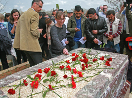 Susanne Geske, widow of martyr Tilmann Geske, after memorial ceremony for Uğur Yüksel. (Morning Star News) <br/>