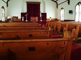 Pews of the First Methodist Church in Monroe, Wisconsin. <br/>Wikimedia Commons