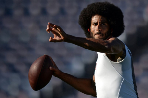 San Francisco 49ers quarterback Colin Kaepernick throws a pass before the game against the San Diego Chargers at Qualcomm Stadium.  <br/>Jake Roth-USA TODAY Sports