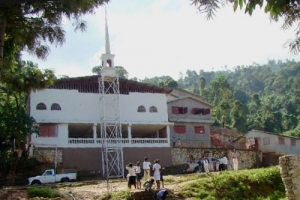 The church of Mountain Top Ministries in the mountainous village of Gramothe, about an hour drive from the capital Port-au-Prince in Haiti. <br/>Mountain Top Ministries