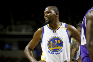 Golden State Warriors forward Kevin Durant (35) talks about his faith in Jesus Christ.  <br/>Cary Edmondson-USA TODAY Sports
