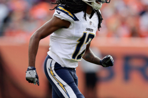 San Diego Chargers wide receiver Travis Benjamin (12) reacts after a play in the first quarter against the Denver Broncos at Sports Authority Field at Mile High.  <br/>Isaiah J. Downing-USA TODAY Sports