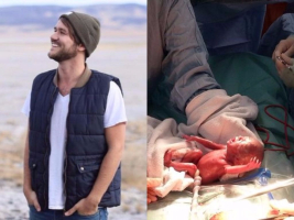 Justin Smith (right) recalls his earliest memory inside his mother's womb at 20-weeks old. The photo on the right shows a 20-week old baby.  <br/>