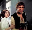 Carrie Fisher as Princess Leia Organa and Harrison Ford as Han Solo in the original 1977 "Star Wars: Episode IV - A New Hope" film. 