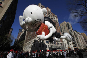 The Diary of a Wimpy Kid balloon floats down Central Park West during the 87th Macy's Thanksgiving Day Parade in New York November 28, 2013. REUTERS/Gary Hershorn <br/>Photo: REUTERS/Gary Hershorn