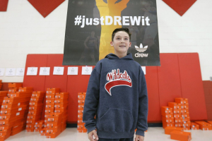 Drew Frank partnered with the Braden Aboud Foundation to bring 800 pairs of new shoes to low-income kids. <br/>Twitter