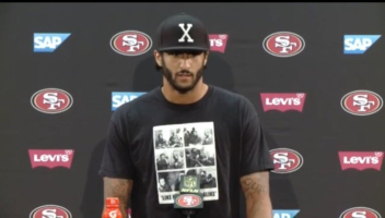 Colin Kaepernick sparked controversy after wearing a Fidel Castro t-shirt to an August press conference <br/>YouTube