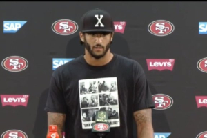 Colin Kaepernick sparked controversy after wearing a Fidel Castro t-shirt to an August press conference <br/>YouTube