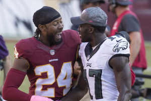 Nelson Agholor with Josh Norman <br/>Flickr/Keith Allison
