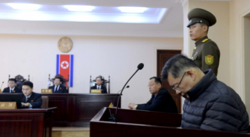 South Korea-born Canadian Pastor Hyeon Soo Lim attends his trial at a North Korean court in this photo released by North Korea's Korean Central News Agency in Pyongyang, Dec. 16, 2015. North Korea's highest court has sentenced the South Korea-born Canadian pastor to hard labor for life for subversion, China's official news agency Xinhua reported. Hyeon has been held by North Korea since February. He had appeared on North Korean state media earlier this year confessing to crimes against the state. A Swedish ambassador now is trying to interact on Lim's behalf. <br/>Reuters / KCNA