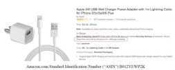 A fake iPhone charger advertised as "official."