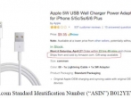 A fake iPhone charger advertised as "official."