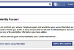 A pop-up that appears when permanently deleting a Facebook account. 