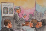 One court drawing of the Apple vs. Samsung landmark case. 