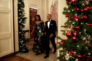 U.S. President Barack Obama and first lady Michelle Obama arrive at the Kennedy Center Honors Reception at the White House  <br/>Photo: YURI GRIPAS / REUTERS