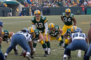 Aaron Rodgers with the Green Bay Packers <br/>Flickr / Mike Morbeck