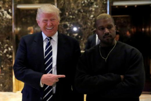 President-elect Donald Trump and musician Kanye West pose for media at Trump Tower in Manhattan.  <br/>Photo: REUTERS/Andrew Kelly 