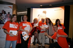 (L-3) Marilee Pierce Dunker, daughter of World Vision founder Bob Pierce, is shown together with the staffs at the World Vision booth. <br/>Missions Fest Vancouver
