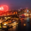 A charming view of the fireworks display over Sydney, Australia.
