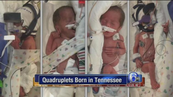 Kayla Gaytan and her husband, Sgt. Charles Gaytan, who is stationed at Fort Campbell, welcomed the newborns about one month after they learned Kayla’s Hodgkin’s lymphoma had returned. <br/>WKRN