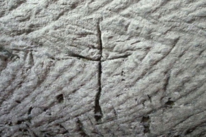 The ancient cross engraving discovered by three hikers in Israel. <br />
 <br/>Sa’ar Ganor, Israel Antiquities Authority