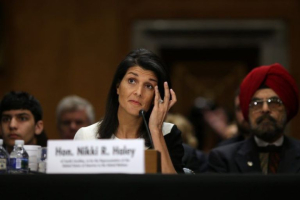 South Carolina Gov. Nikki Haley, nominated to become the nation's United Nations ambassador, is addressing many political and foreign policy issues this week during her Senate confirmation hearing.   <br/>Carlos Barria / Reuters