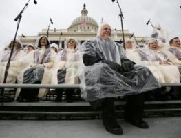 Members of the Mormon Tabernacle Choir await the inauguration ceremonies swearing in Donald Trump as the 45th president of the United States on Friday. <br/>Reuters 