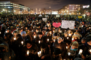 People attend a vigil in support of the Muslim community in Montreal, Quebec, on January 30, 2017.  <br/>Dario Ayala / Reuters