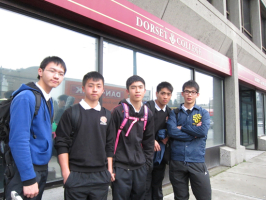 Christian Zheng Sheng College students poses in front Dorset College in Vancouver. <br/>Christian Zheng Sheng College 