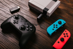 Bridging the gap of generations with the Nintendo Switch controller on the NES Classic Edition. <br/>8Bitdo