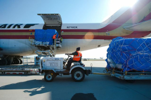An aircraft chartered by Samaritan's Purse from North Carolina to Japan is loaded with 93 tons of relief supplies to be distributed in Sendai. <br/>Samaritan's Purse