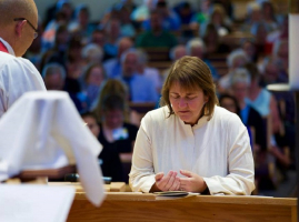 Karen Oliveto, who was consecrated last year, is the United Methodist Church's first openly lesbian bishop.  <br/>Facebook/Western Jurisdiction of the United Methodist Church
